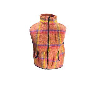 Plaid Wool Blend Sleeveless Zip-Up Vest By Speed Express